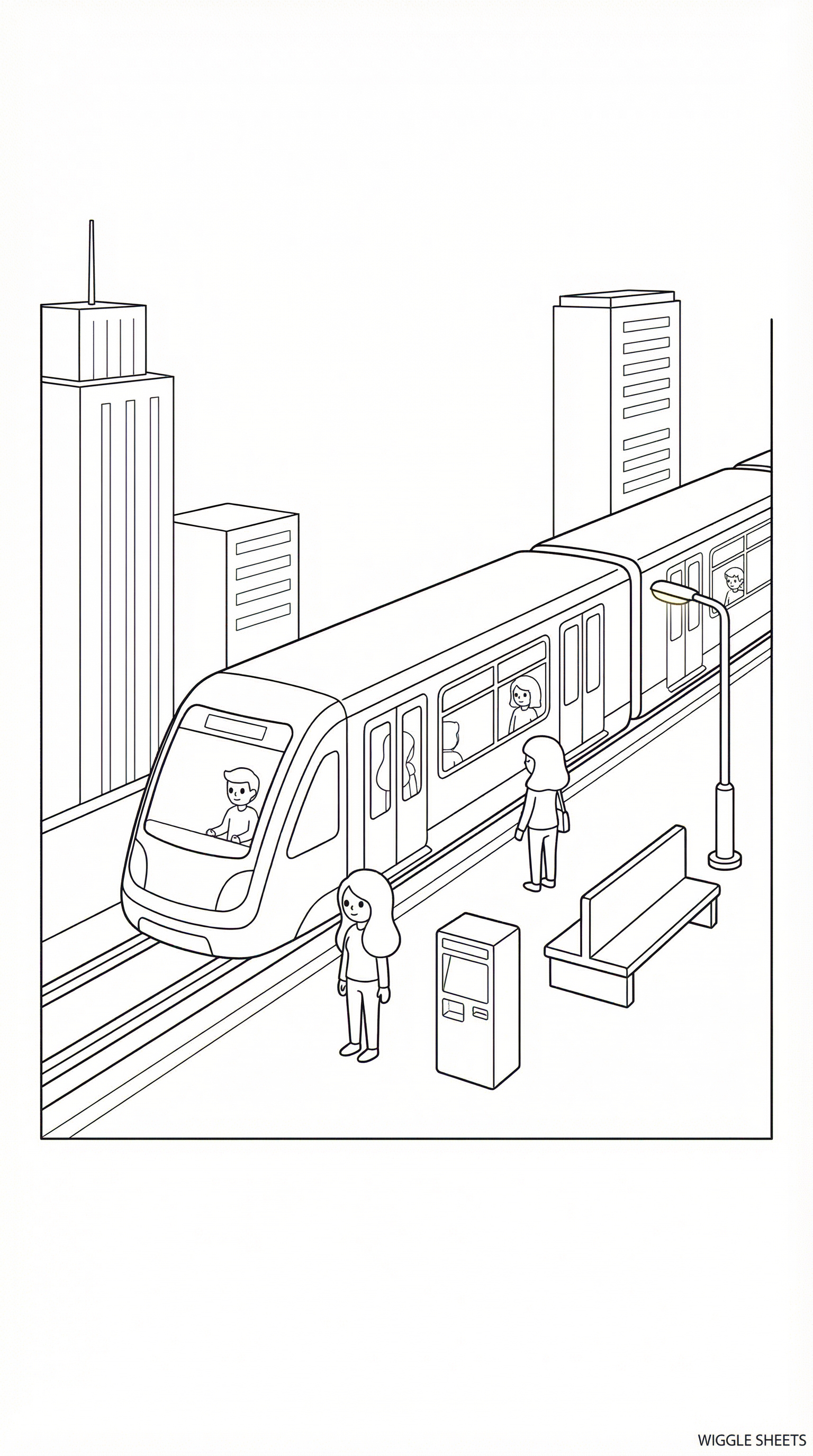 Modern Metro Train Coloring Page